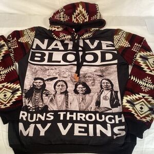 Native Southwestern Indian Chiefs Hoodie Men’s Size Medium Cotton and Alpaca